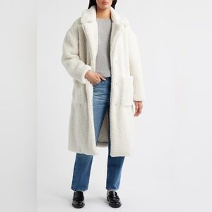 NWT Notch Collar Faux Shearling Long Coat – BCBGMAXAZRIA – Size M (8)